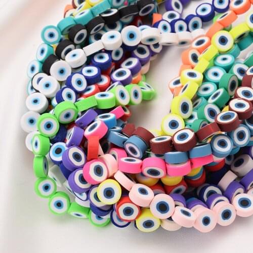 17 Colors 10mm Clay Beads Flat Rouns Eye Beads Polymer Clay Beads For Jewelry Making DIY Bracelet Necklace Accesories 40Pcs/Lot