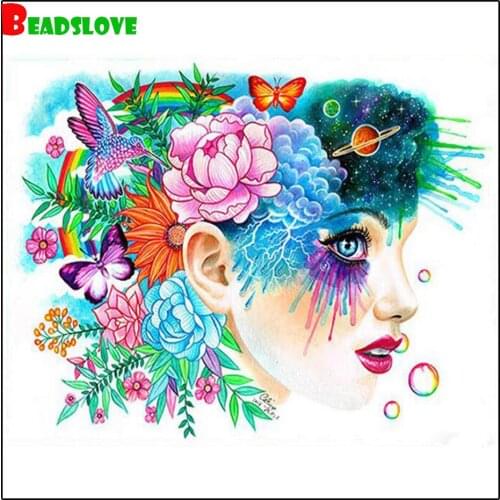Flower Bird Woman 5d Pictures,Diy diamond painting Full Square Round drill,Handmade puzzle diamond,Diamond painting Girl