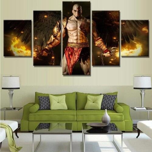 Gamer 5Pcs Greek Mythology Kratos God Of War Game Wall Art Poster Canvas Pictures HD Paintings Home Decor Living Room Decoration