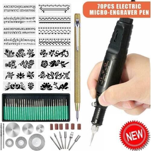 70pcs/set Electric Micro-Engraver Pen Mini DIY Engraving Tool Kit Metal Glass Ceramic Plastic Wood With Bits Nail Tools Set