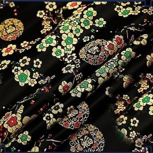 HLQON imported black plum Jacquard Brocade Fabric, 3D jacquard yarn dyed fabric for fashion dress clothing,bedding,bag by meter
