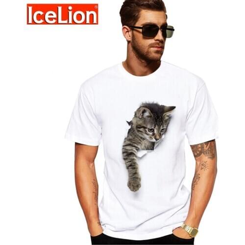 IceLion 2021 Summer 3D Cute Cat T shirt Men Fashion Animal Print T-shirt O neck Tops Tees Women Short Sleeve Tshirt Plus Size