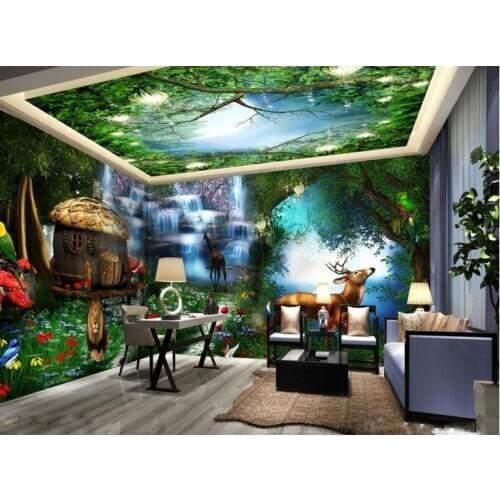 Customized 3d wallpaper 3d wall mural wallpaper mural Forest cabin whole house background wall 3d living room wall decor