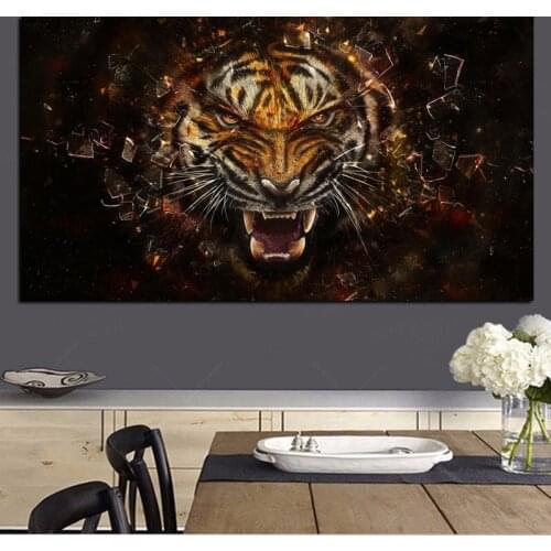 Pop Art HD Print 3D Angle Tiger Animals Oil Painting on Canvas Modern Wall Picture for Living Room Poster Sofa Cudros Decoration