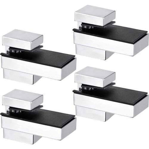 Glass Shelf Bracket, Glass Clamp Solid Zinc Alloy Adjustable Wall Mount for 4-15mm Wood or Glass Shelves, 4Pcs