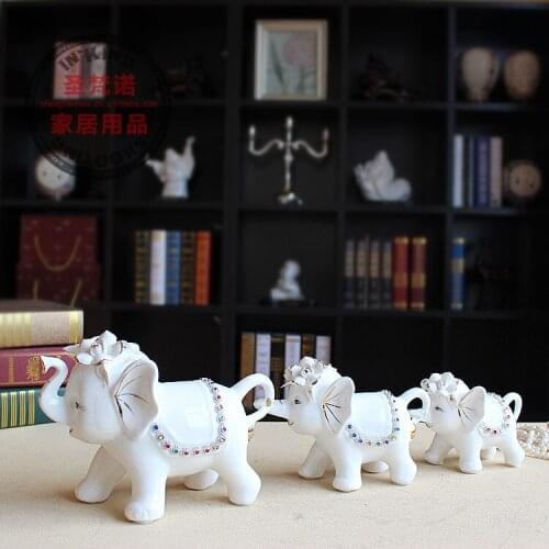Large explosion models high-grade jade porcelain gilt triple ceramic cute elephant ornaments as auspicious three manufacturers