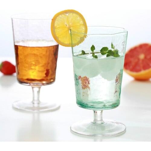Special 200-450Ml Creative Elegant Hammer Patterned Dark Green Goblet Geometric Red Wine Cup Champagne Whiskey Glass
