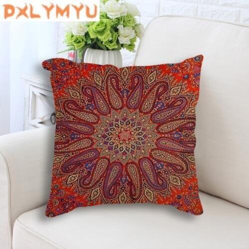Linen Fabric Pillow Decorative Cushion Sofa Office Bed Pillowcase Bohemian style Throw Pillow Flower Seat Cushion Home Decor