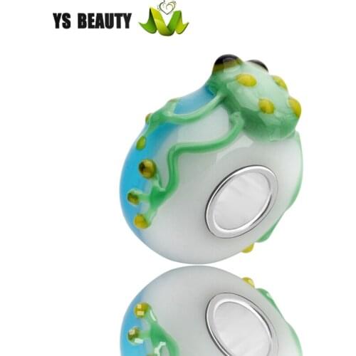 Frog glass large hole bead silver core large hole bead sterling silver Murano Glass bead suitable for European amulet bracelet