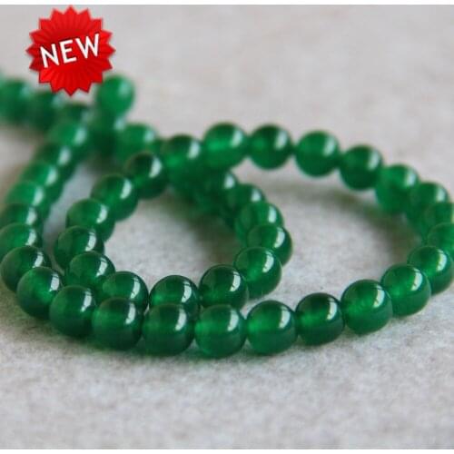 Min Order1) 8mm Fashion New Natural Green Chalcedony Beads Round Malay Stone DIY Beads 15inch Jewelry Making Design Wholesale