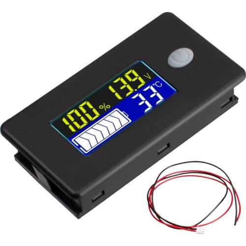 Multifunctional 10-100V LCD Color Screen Electric Vehicle 12V 36V 48V 60V 72V Lead-Acid Lithium Battery Fuel Gauge Voltmeter