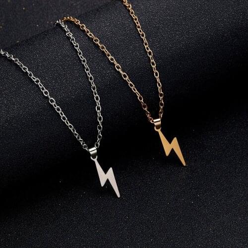 Fashion Small Lightning Pendant Stainless Steel Necklace for Women Men Long Chain Party Ornament Jewelry Gift Wholesale