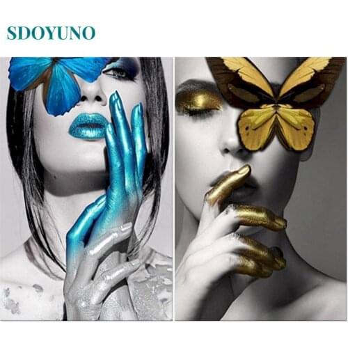 SDOYUNO 60x75cm Coloring By Numbers Kits Figure Frame Painting By Numbers DIY Women Handpaint Home Decor Painting On Canvas