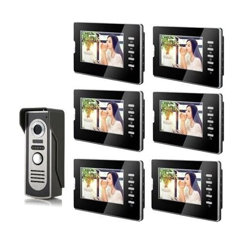 2014 New Home Security European Style Video Door Phone with 7 inch Color TFT Liquid Crystal Screen, HD IR Camera , 1 to 6