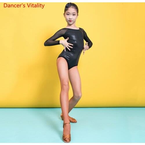 Latin Dance Performance Clothes Child Sexy Body Suit Long Sleeve Autumn And Winter Girls Competition Clothing Onesies