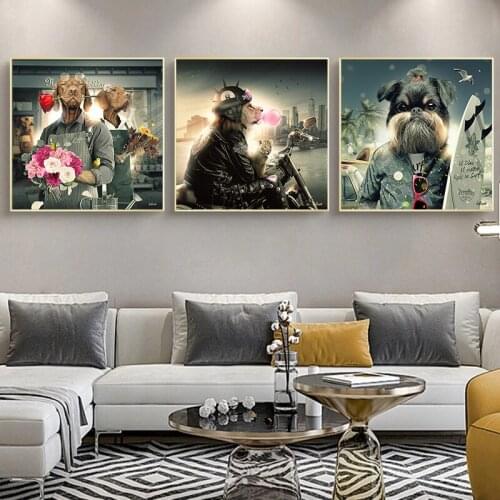 Single Dog Painting Abstract Animal Wall Art Posters and Prints Home Design Decoration Pictures for Modern Room Decoration