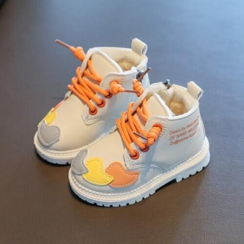 Autumn And Winter 2020 Martin Boots Plush Boys' And Girls' Short Boots Baby Cotton Shoes