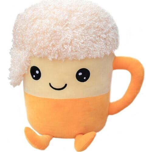 Plush Boba Tea Cup Toy Bubble Tea Pillow Cushion 35cm Reallife Creative Beer Cup Shape Soft Cotton Stuffed Pillow Cushion Doll