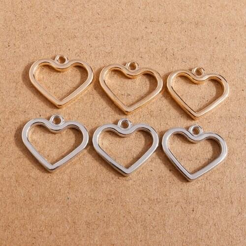 20pcs 19*17mm Gold Silver Color Hollow Hearts Charms Pendant Metal Alloy DIY Handmade Necklace Bracelet Earrings Jewelry Making