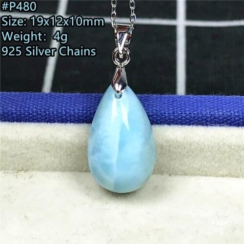 Top Natural Blue Larimar Heart Pendant For Women Lady Man Gift Crystal Beads Silver Sterling Dominica Water Pattern Stone AAAAA
