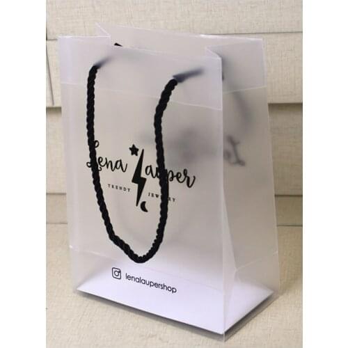 Custom shopping handle frosted pp gift bag/plastic packaging pvc bag for garment/printed LOGO promotion bag/19x25x9cm