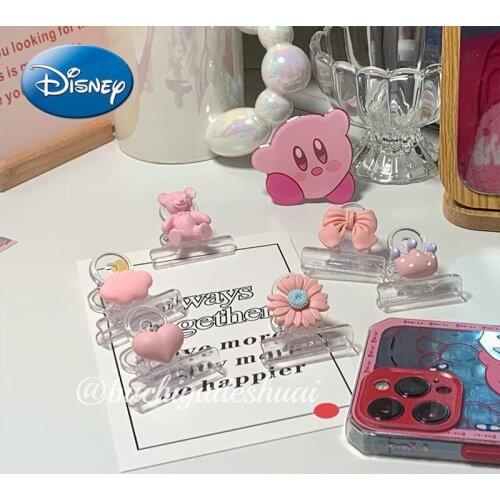 Disney Pink Girl Heart Storage Clip Acrylic Transparent Creative Cute Student File Test Paper Clip