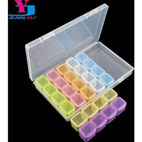 28 Compartment Colorful Plastic Empty Storage Box Nail Art Rhinestone Tools Jewelry Beads Case Manicure Beauty Salon Equipment