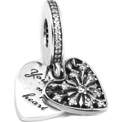 QANDOCCI Authentic 925 Sterling Silver Jewelry Heart of Winter Original Fashion Charms Beads Fits Pandora Bracelets