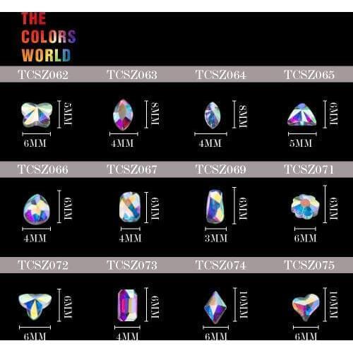 TCST-002 Rhinestone AB Crystal Diamond Gems Flatback 3D Tips Nail Accessoires Jewelry Stones Manicure Nail Art Decoration DIY