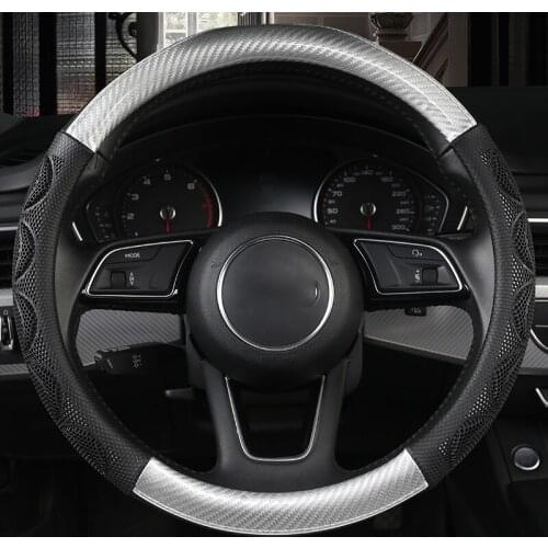 Car-styling Steering Wheel Cover Carbon Fiber Suede 37-38CM Cars Wheel Covers Anti Slip Breathable Universal Auto Accessories