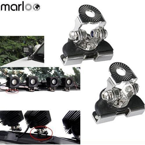 Marloo 2pcs Universal Car 4X4 4WD A Pillar Hood LED Work Light Bar Mount Bracket Clamp Holder Steel Offroad Holder