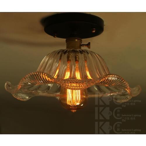 Edison Vintage Ceiling Lamp RH Loft Clear Flowers Glass Light RH Loft Industrial For Cafe Bar Hall Cafe Bar Hall Balcony Gallery