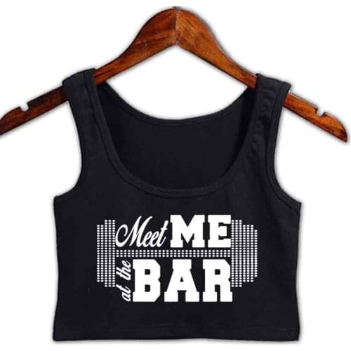 Meet Me Bar Women Tank Top Tops Designing Comical Spring Letter Graphic Round Collar Slim Vest
