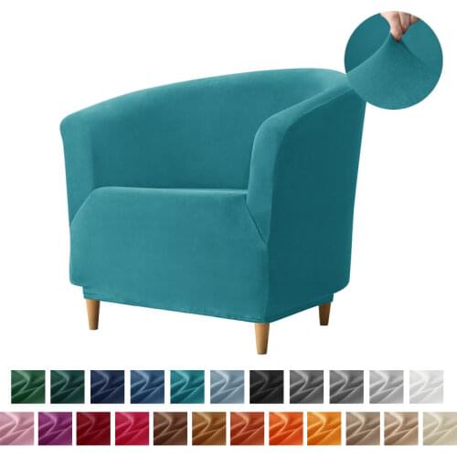 Bright Color Velvet Sofa Cover Leisure Stretch Single Seat Club Couch Slipcover for Living Room Elastic Armchair Protector Cover