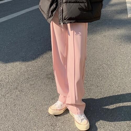 2021 Korean Style Pink Spring Autumn Woman Pants Trousers High Waist Fashion Casual Sweatpants Women Clothing New WPY2692