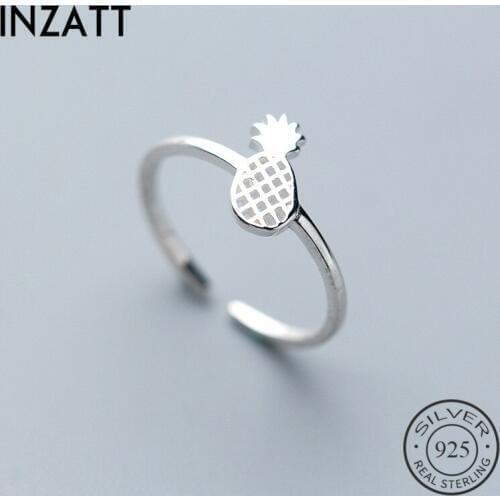 INZATT Real 925 Sterling Silver Irregular Hollow Fruit opening Ring For Women Pineapple Party FINE Jewelry Interesting Gift