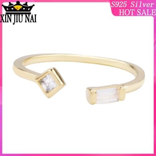 925 sterling silver Elegant, concise and adjustable Live personality 14K gold women inlaid zircon ring natural stone jewelry