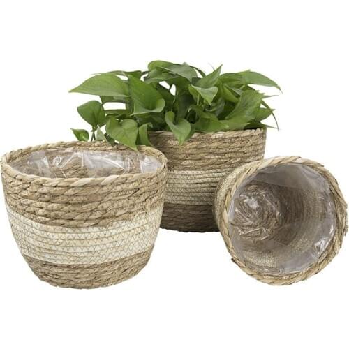 1 Set Woven Flower Pot Cover Durable Natural Flowerpot Planter #W0