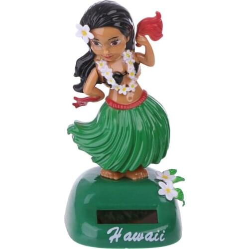 1PC Car Ornaments Hawaii Girl Hula Shaking Head Toy Solar Powered Auto Interior