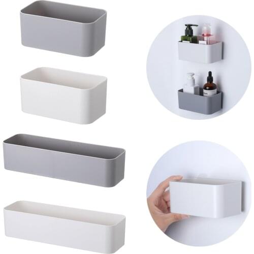 1PC Wall Mounted Organizer Cosmetic Storage White/Grey Adhesive Hanger Wall Shelf Bathroom Storage Rack Home Supplies
