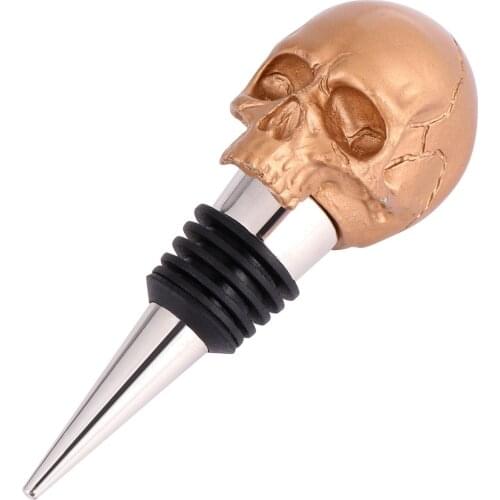 1pc Halloween Skull Alloy Bottle Stopper Creative Alloy Wine Stopper (Golden)