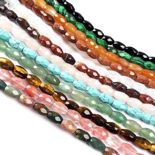 20Pcs/strand Natural Stone Beads Jewelry Making Section Rice-shaped Loose Beads Charms DIY Necklace Bracelet Handiwork Accessory
