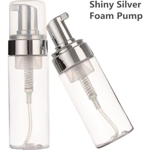 30ps/lot empty 100 ml 150ml Plastic white Clear liquid Soap Dispenser Facial Cleanser best cheapest Foam bottle with silver foam