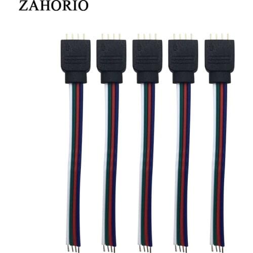 5pcs/Lot 10cm RGB 4 pins Male Connector Wire Cable For 5050 3528 2835 RGB Led strip, Male Type 4 Pin Needle Connector