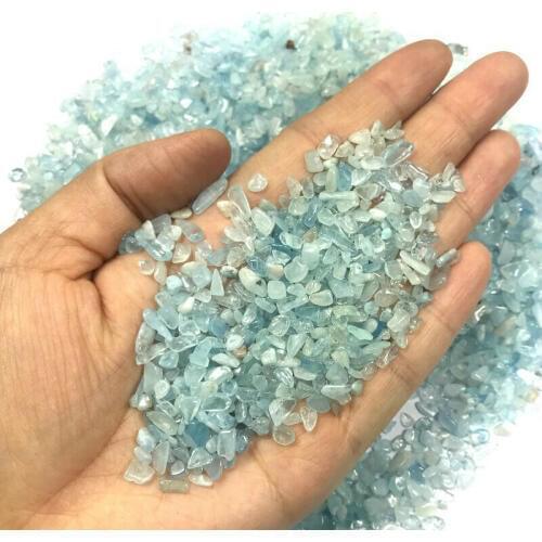 50g 3-5mm Natural Blue Aquamarine Quartz Crystal Stone Rock Chips Specimen Natural Stones and Minerals Healing Crystals