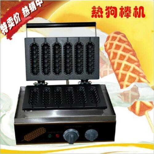 Free Shipping 2 units/lot FY-119 Model Electric 110v 220v 6 Pcs Hot Dog Waffle Machine Lolly Waffle Stick