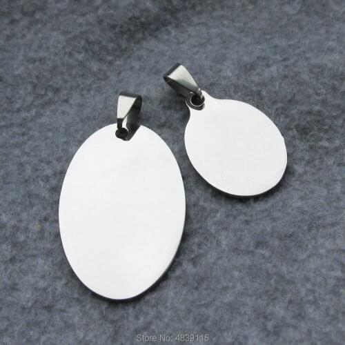 100pcs/lot Stainless Steel Ellipse Shaped Dog Tag Pet Identity Tags Pendants with Mirror Polished Surface