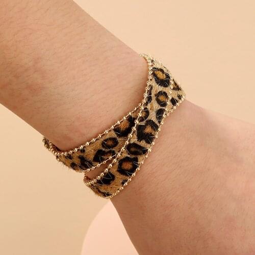 New Winter Trend Leopard Print Plush Multilayer Womens Bracelet Fashion All-Match Wristband Beautiful Individuality Bracelet