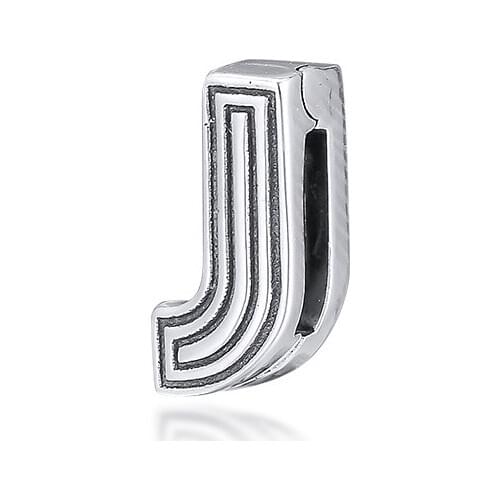 DIY Fits for Pandora Charms Bracelets Letter J Clip Beads 100% 925 Sterling-Silver-Jewelry Free Shipping