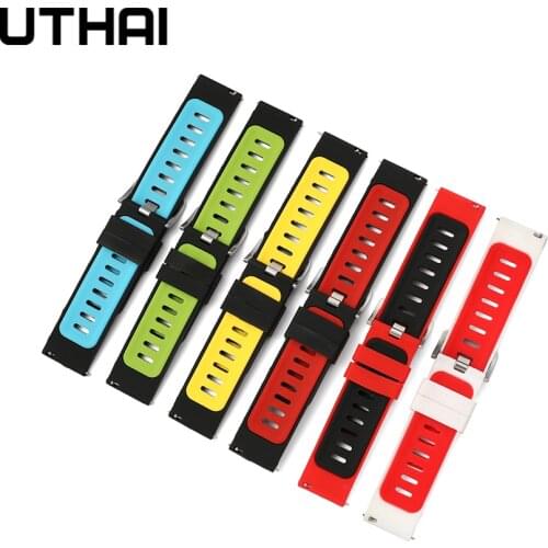 UTHAI Z42 two-color silicone strap 20mm 22mm watch strap fast spring bar adapted to Samsung Huawei watch strap